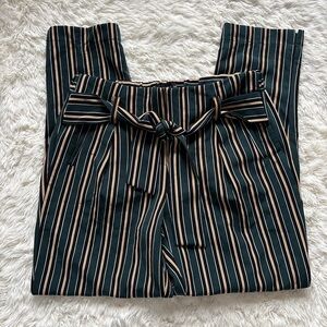 Chic Striped Trousers with Tie Waist